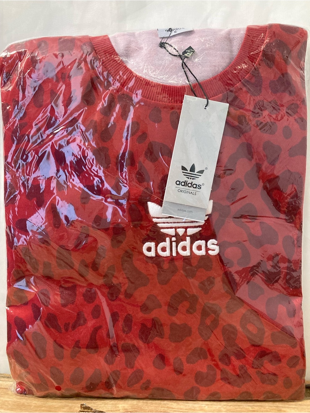 Adidas Originals Red Leopard Print T-Shirt & Shorts Set NWT Sealed Small Y2K